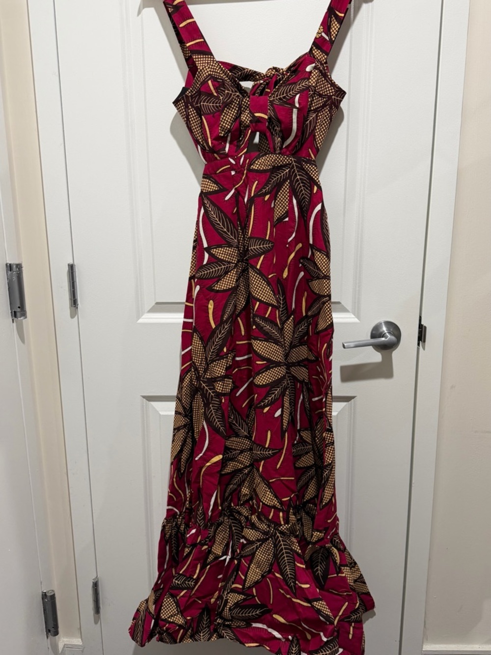 Tie-Front Burgundy Floral Maxi Dress